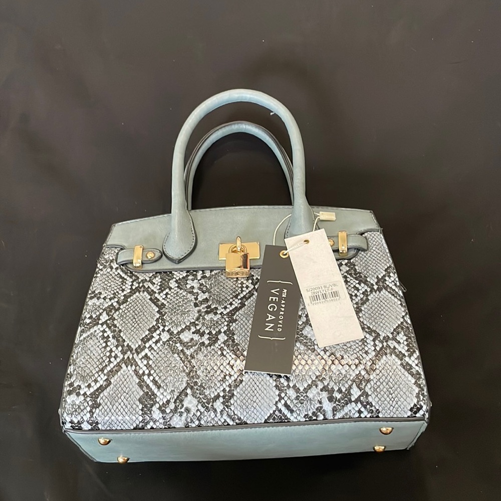 Isabelle Blue Alligator Print Vegan Hand Bag